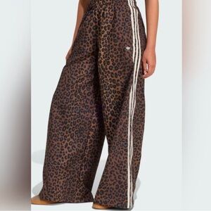 adidas Brown and Black Leopard Print Wide-Leg Pants